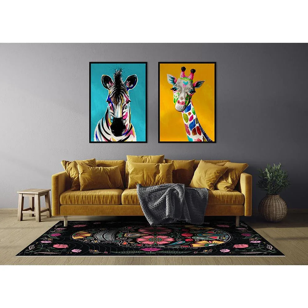Tapis vinyle Skull Neon Noir