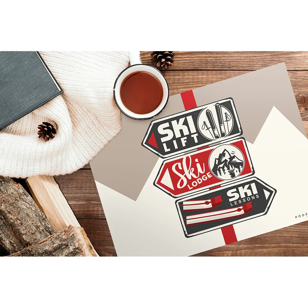 Set de table vinyle Panneau Ski