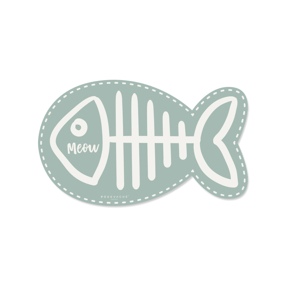Tapis gamelle vinyle Meow en forme de poisson - Chat