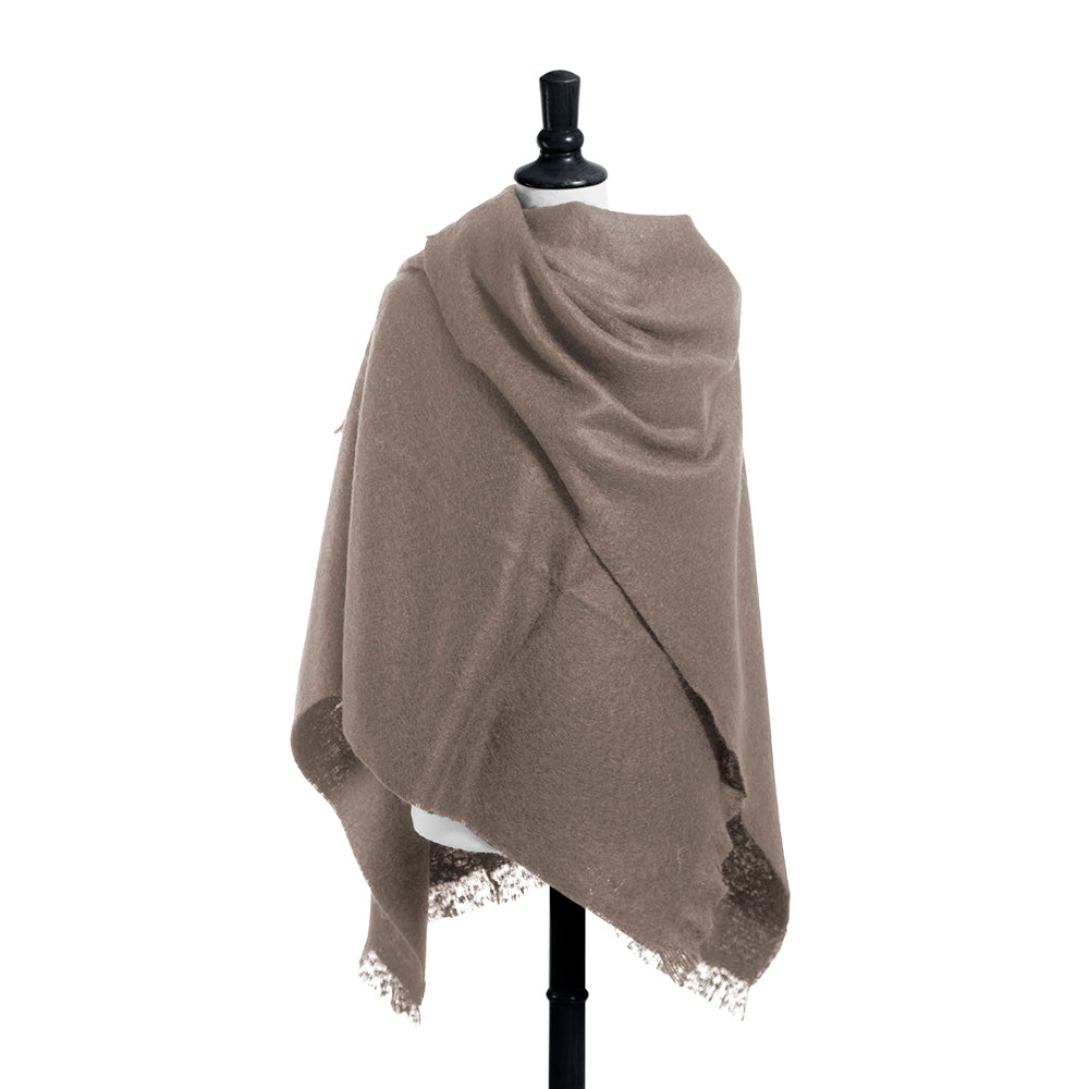 Plain mohair poncho Taupe