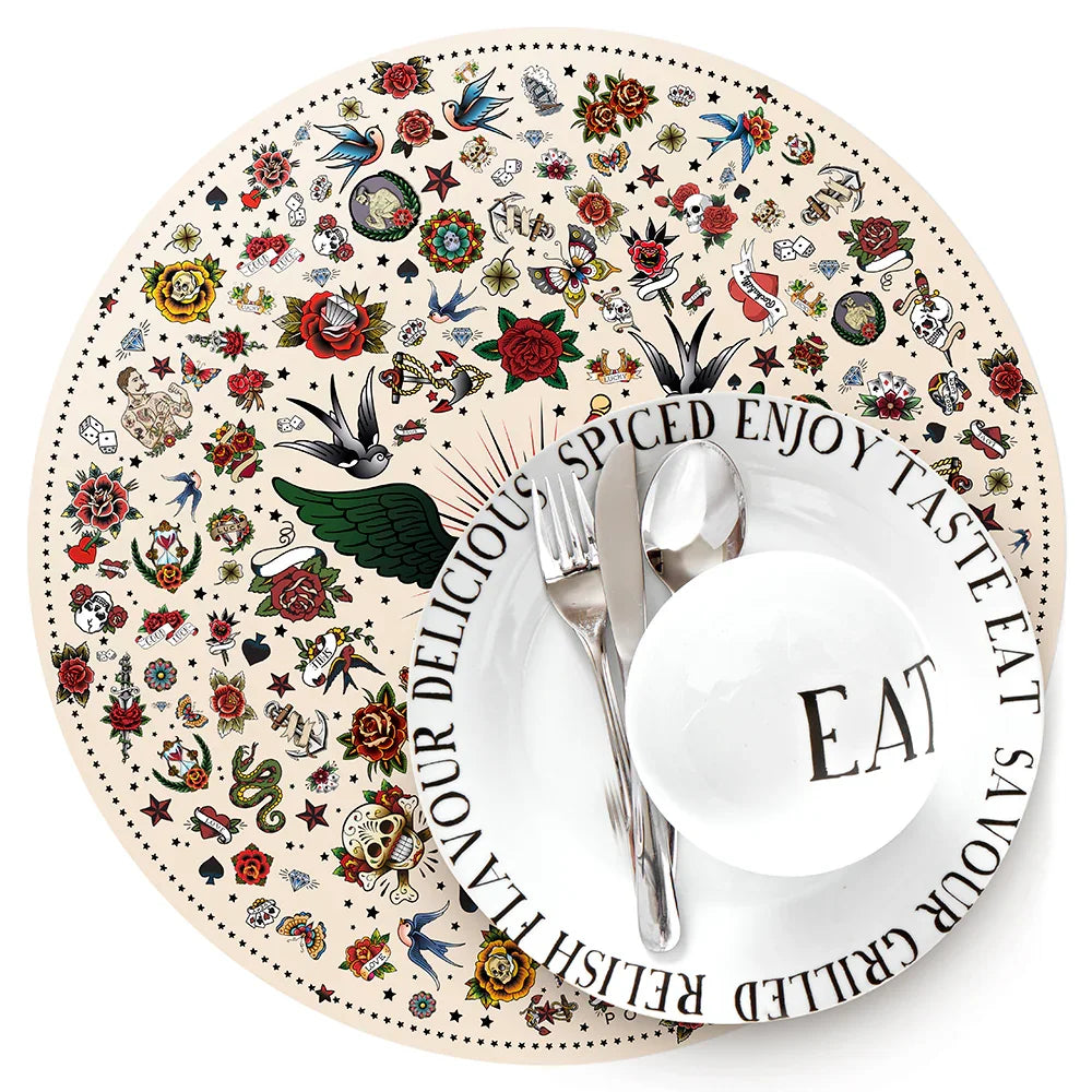 Tattoo vinyl placemat - Round
