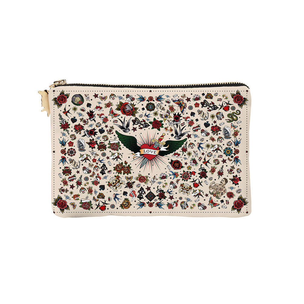 Pochette velours Tattoo Beige XS