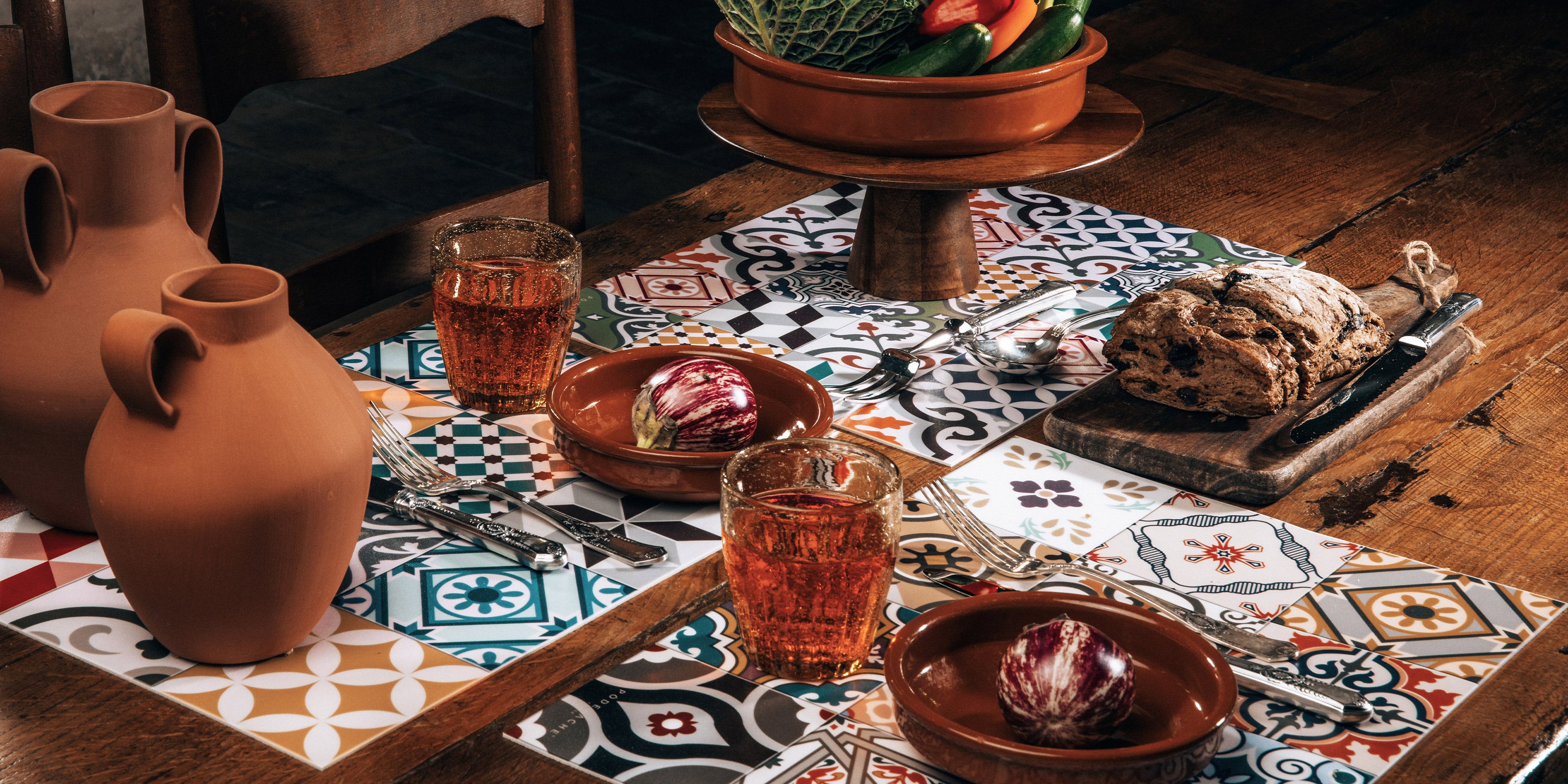 Cement tile placemats