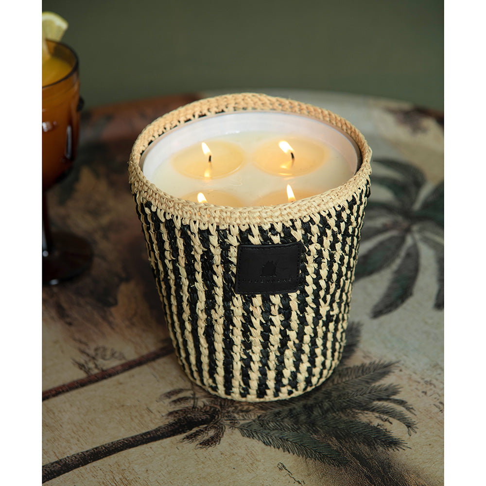 Nakuru raffia plaited scented candle - Almond / Lavender / Musk