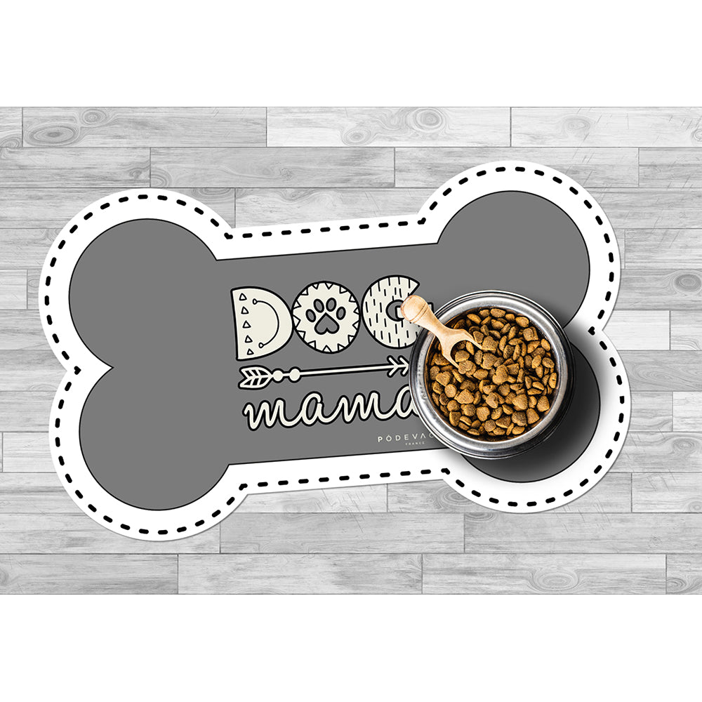 Dog Mama bone-shaped vinyl bowl mat - Dog