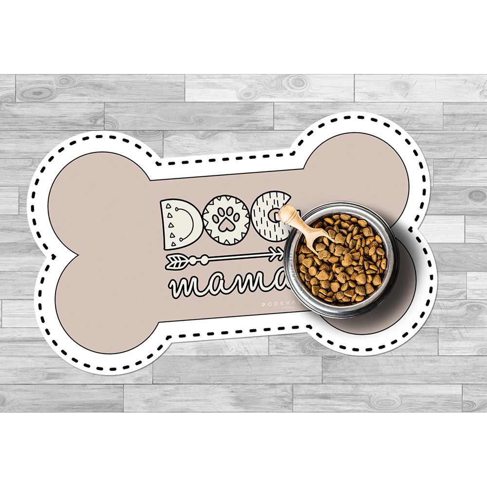 Dog Mama bone-shaped vinyl bowl mat - Dog