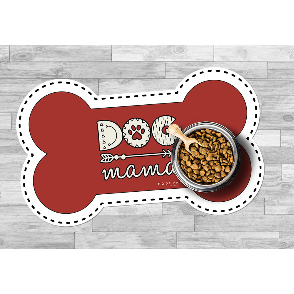 Dog Mama bone-shaped vinyl bowl mat - Dog