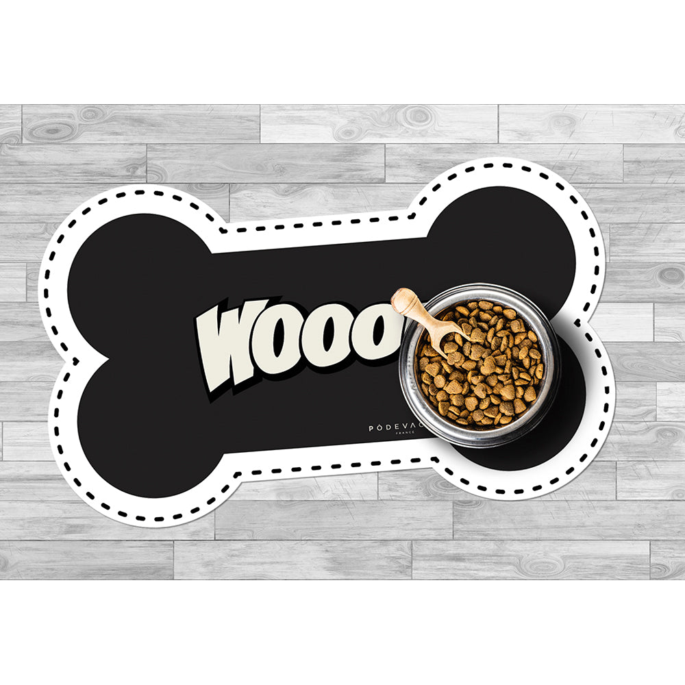 Wooof bone-shaped vinyl bowl mat - Dog