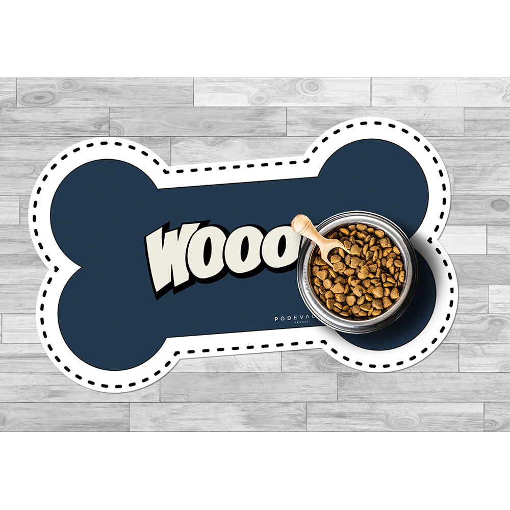 Wooof bone-shaped vinyl bowl mat - Dog