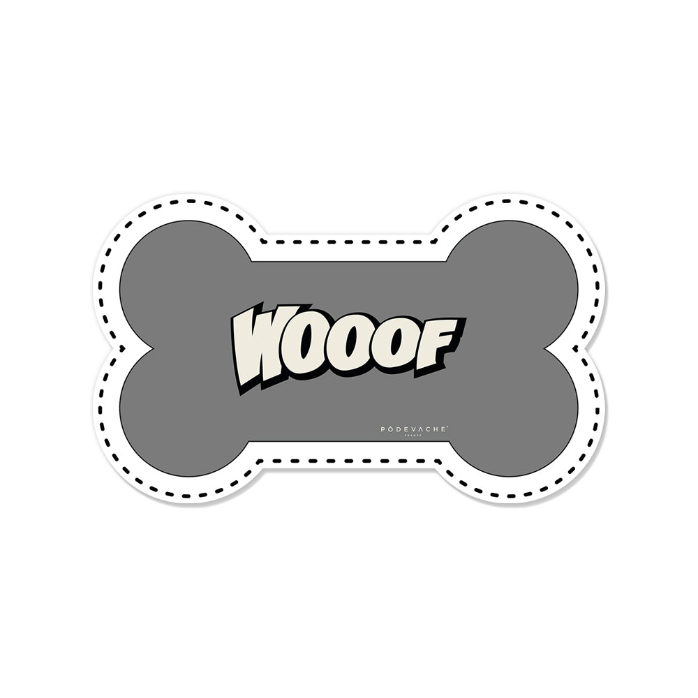 Wooof bone-shaped vinyl bowl mat - Dog