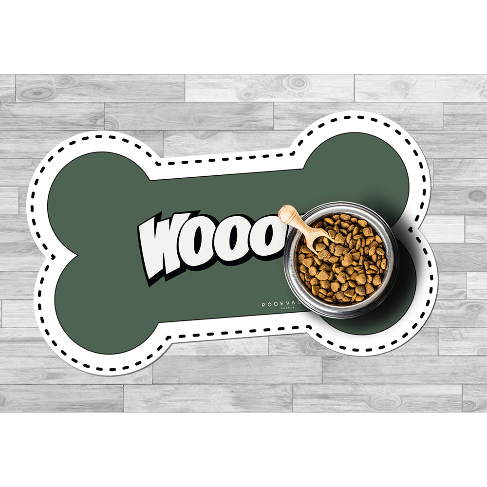 Wooof bone-shaped vinyl bowl mat - Dog