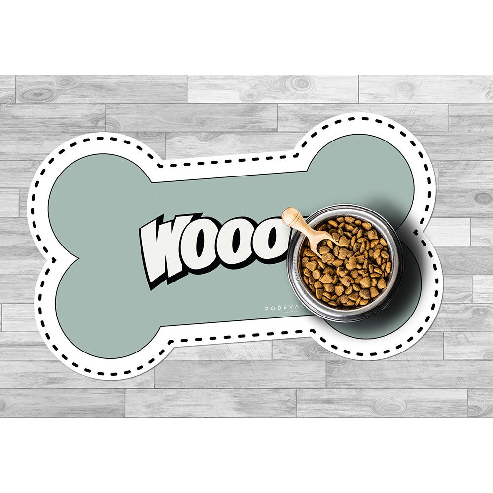 Wooof bone-shaped vinyl bowl mat - Dog