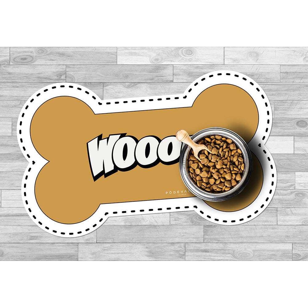 Wooof bone-shaped vinyl bowl mat - Dog