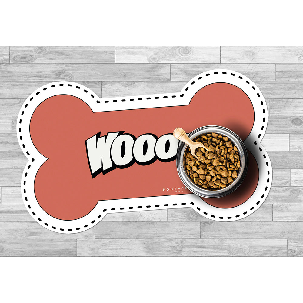 Wooof bone-shaped vinyl bowl mat - Dog