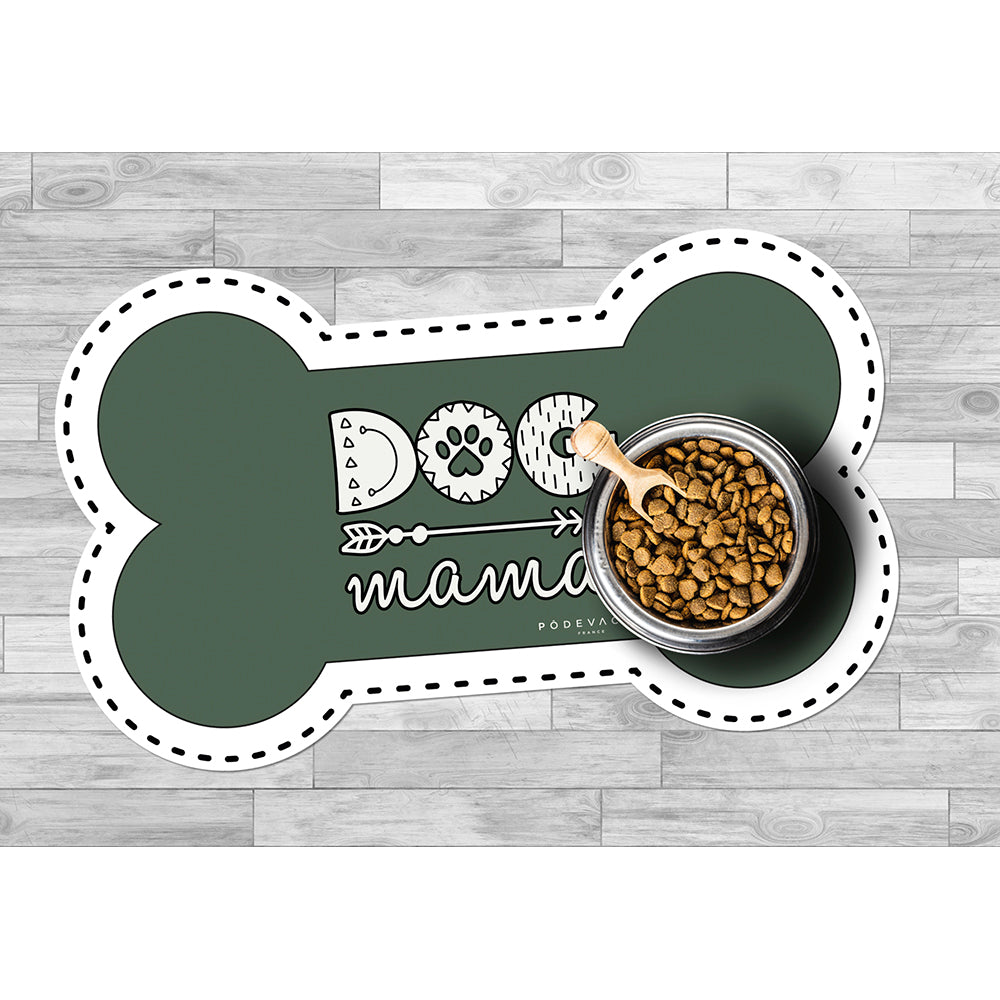 Dog Mama bone-shaped vinyl bowl mat - Dog