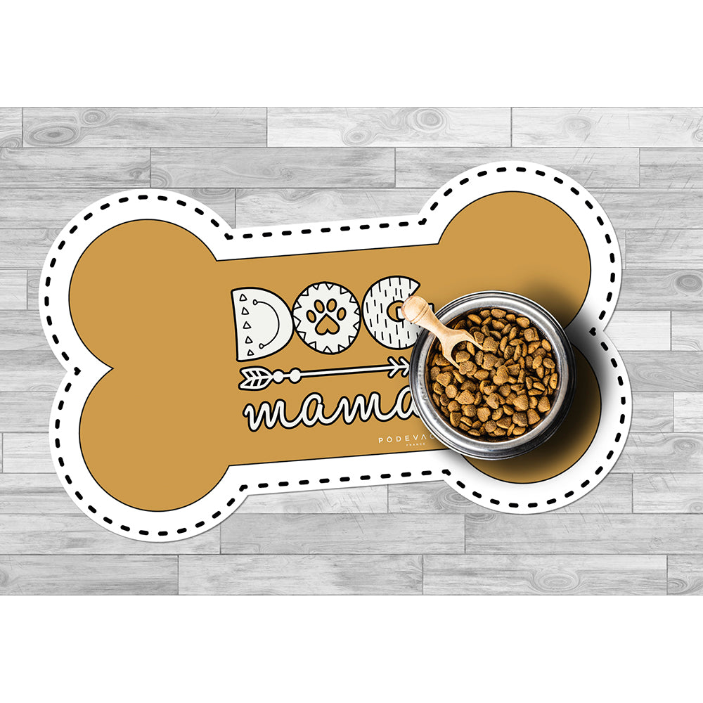 Dog Mama bone-shaped vinyl bowl mat - Dog