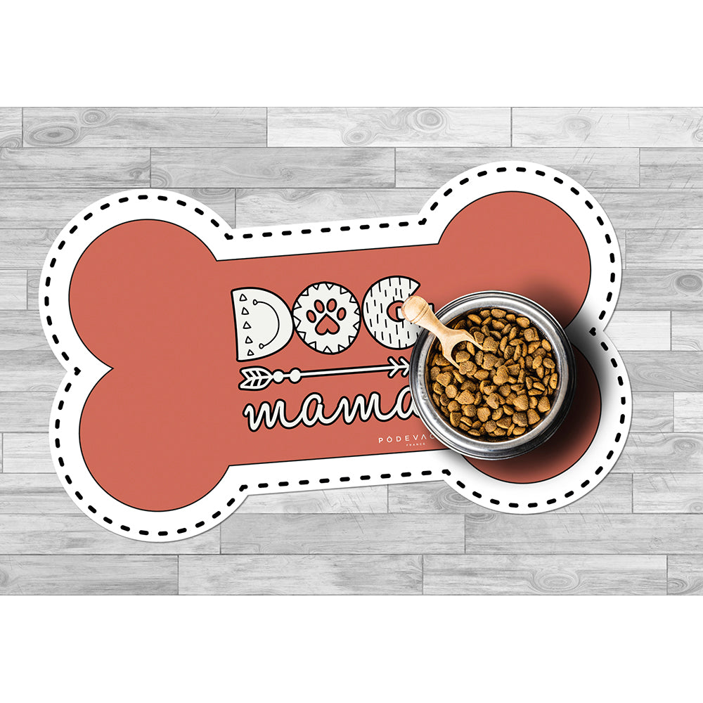 Dog Mama bone-shaped vinyl bowl mat - Dog