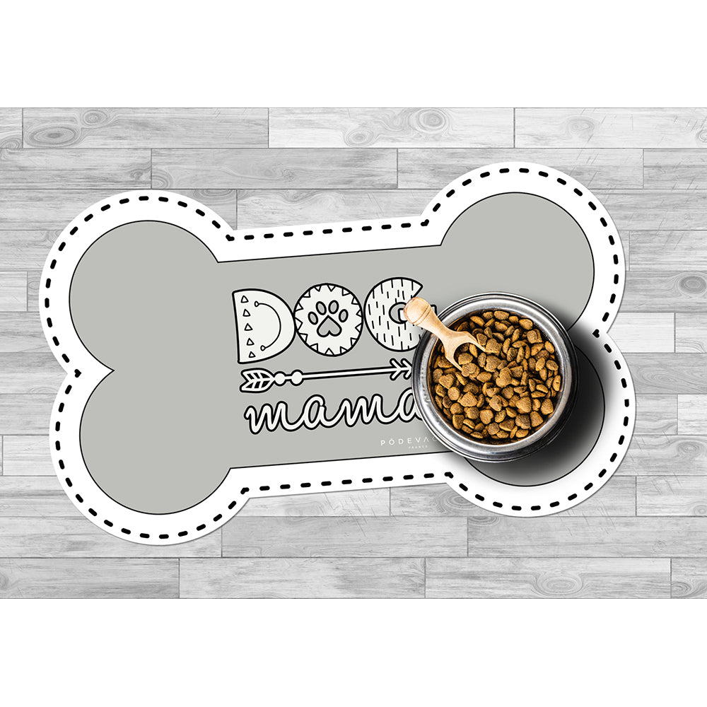 Dog Mama bone-shaped vinyl bowl mat - Dog