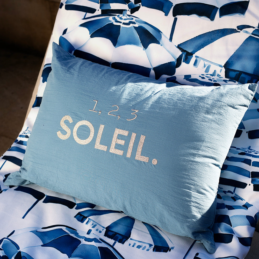 Sol embroidered cushion