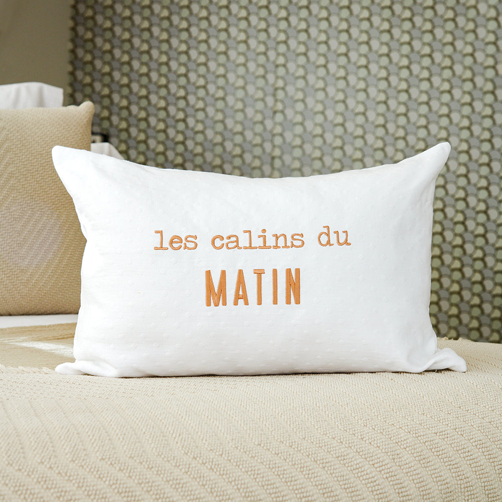 Cuddly embroidered cushion