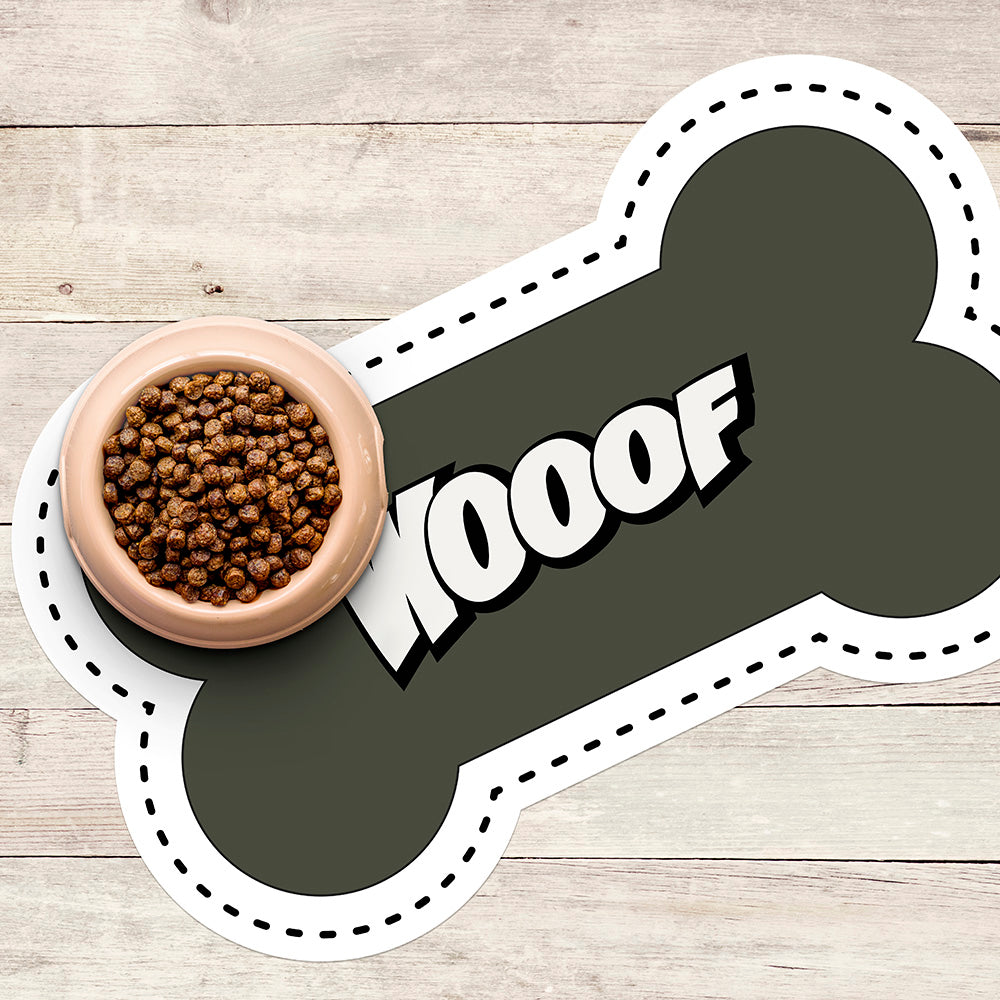 Wooof bone-shaped vinyl bowl mat - Dog