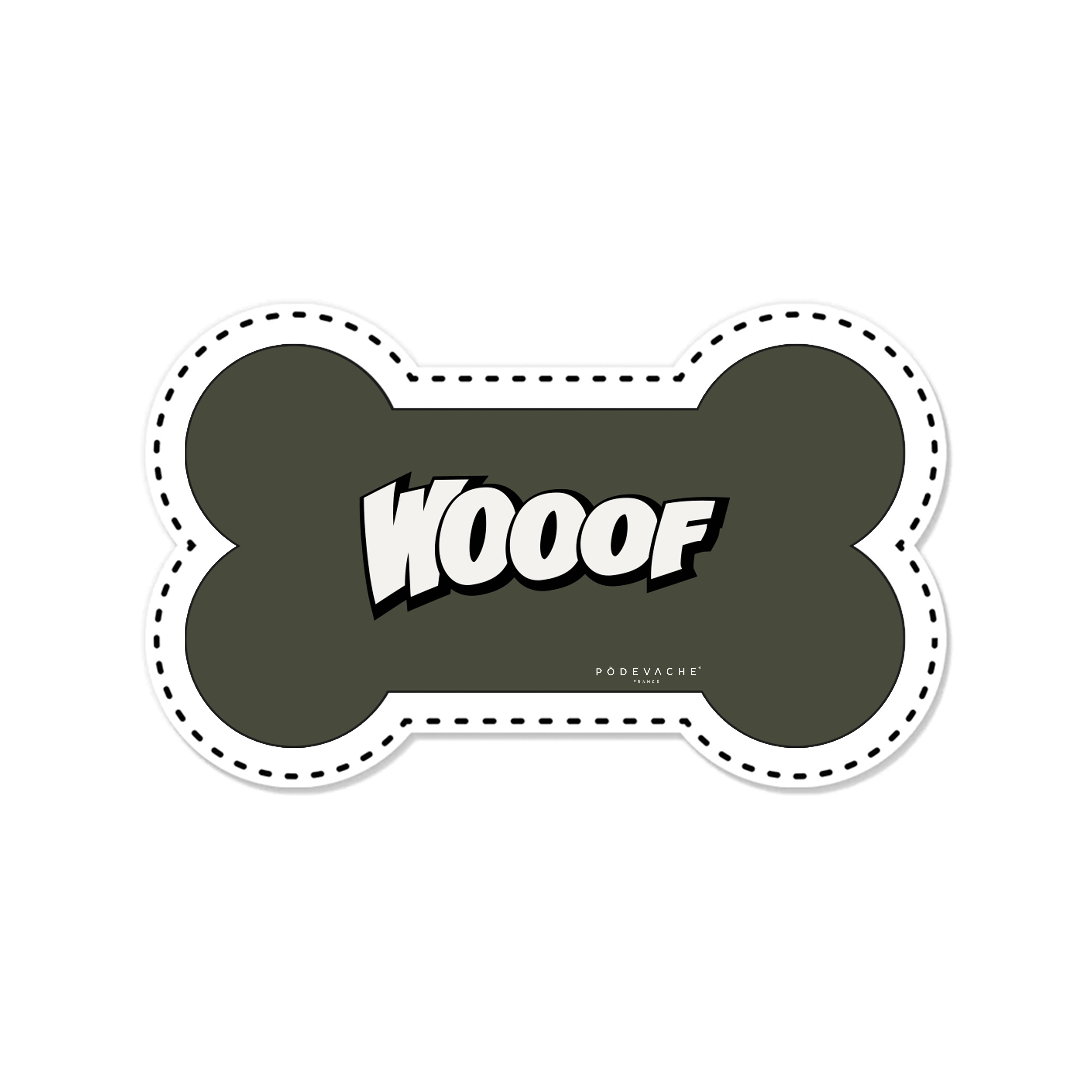 Wooof bone-shaped vinyl bowl mat - Dog