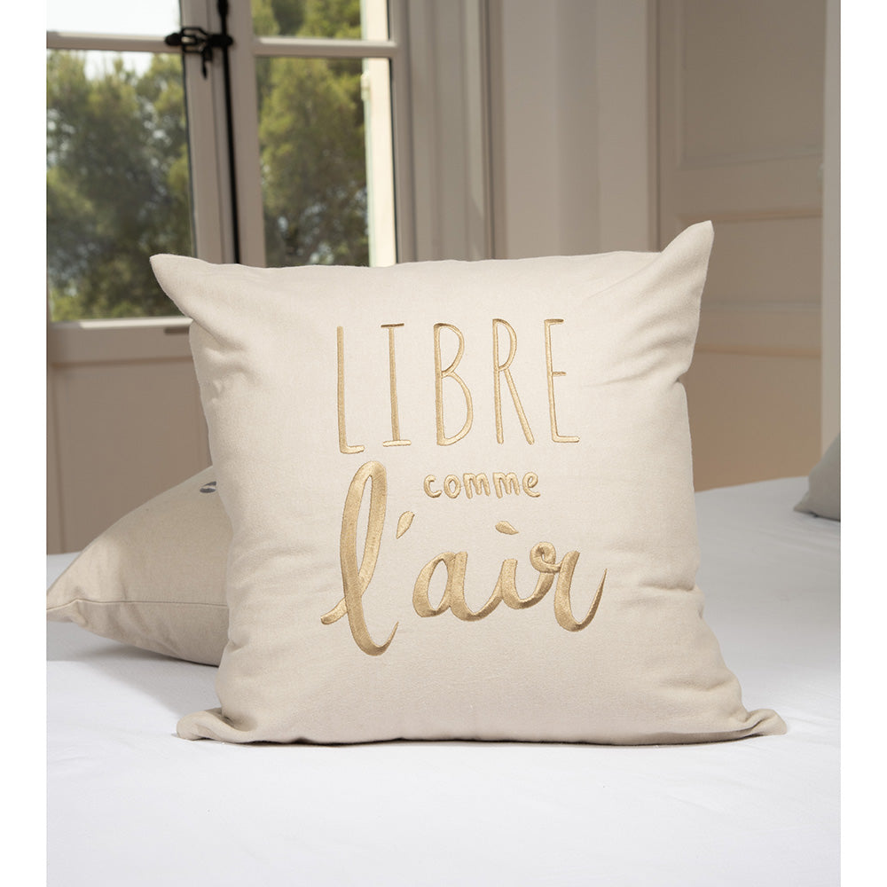 Libre embroidered cushion