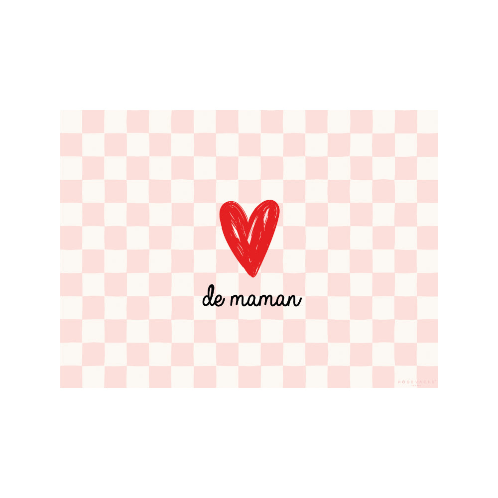 Coeur de Maman vinyl placemat