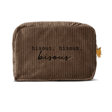 3 Bisous embroidered velvet pouch