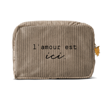 L'Amour est Ici embroidered velvet clutch bag