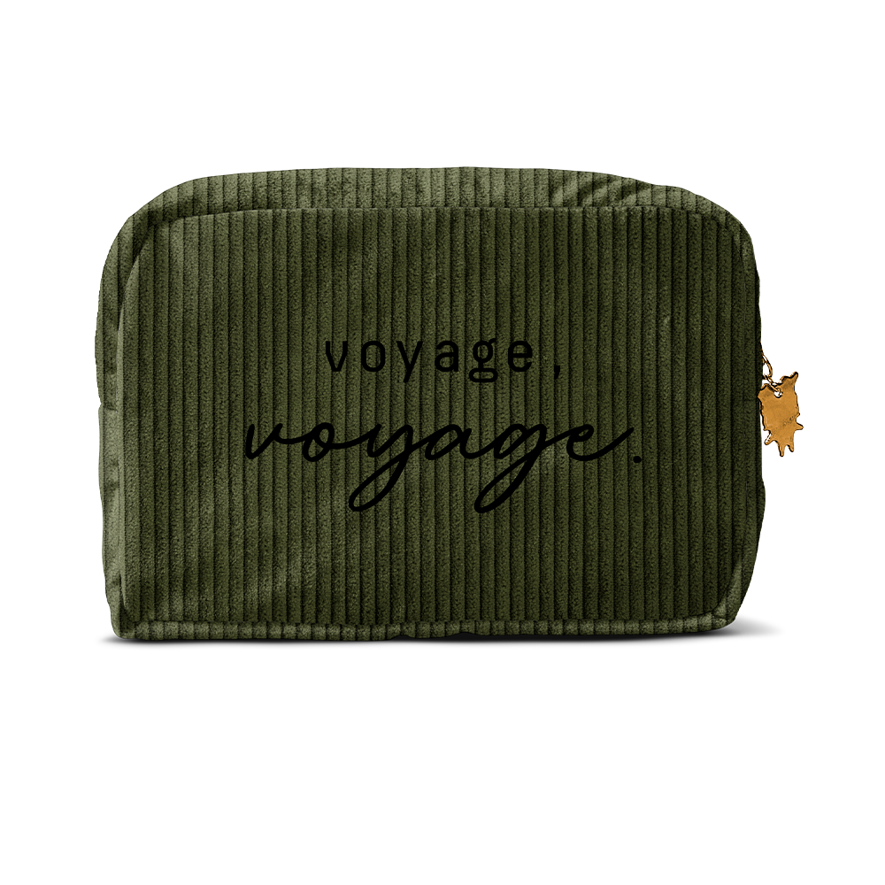 Velvet embroidered travel pouch