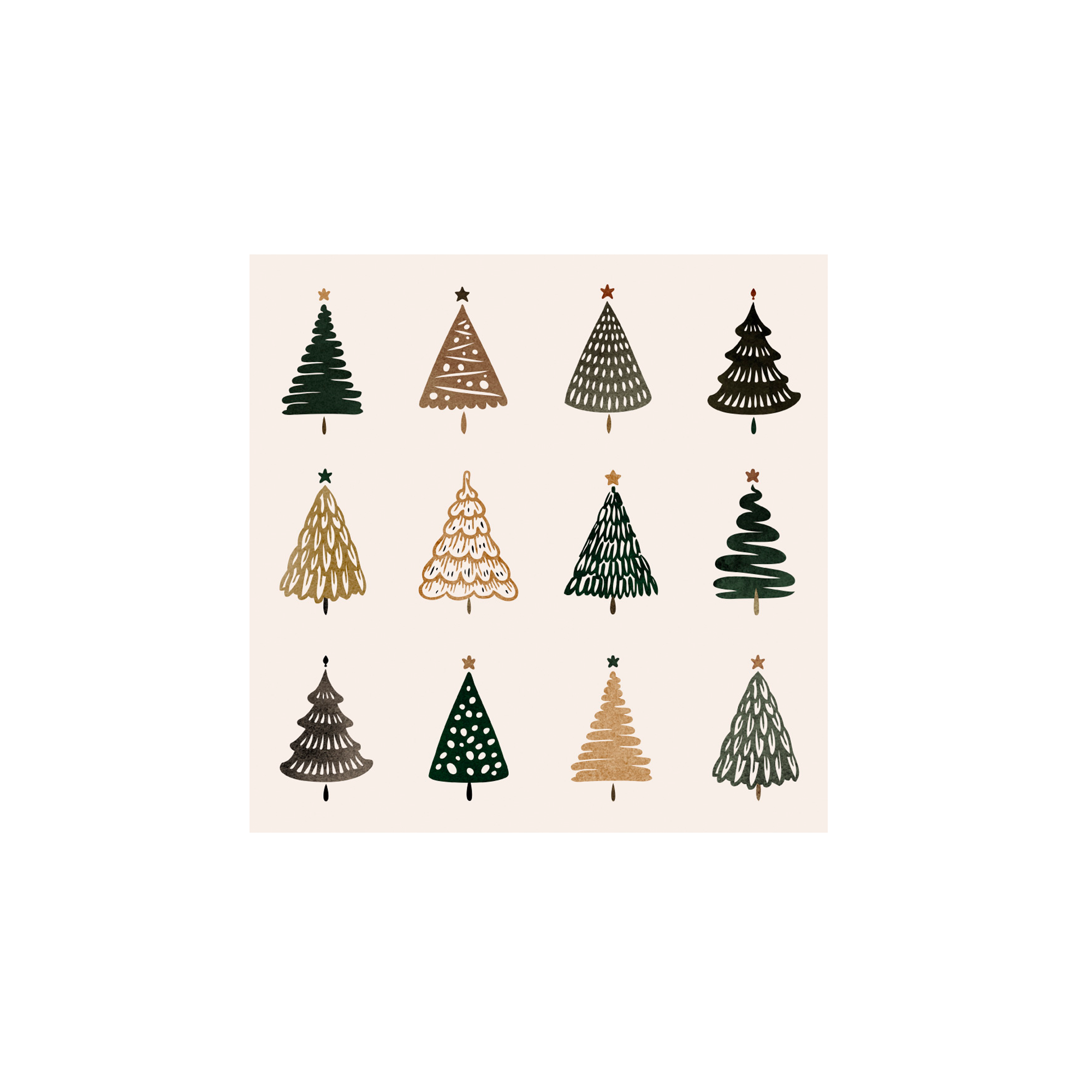 Set of 6 Christmas Trees vinyl coasters