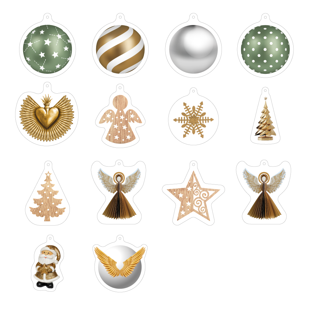 Set of 14 Woodland Christmas ornaments