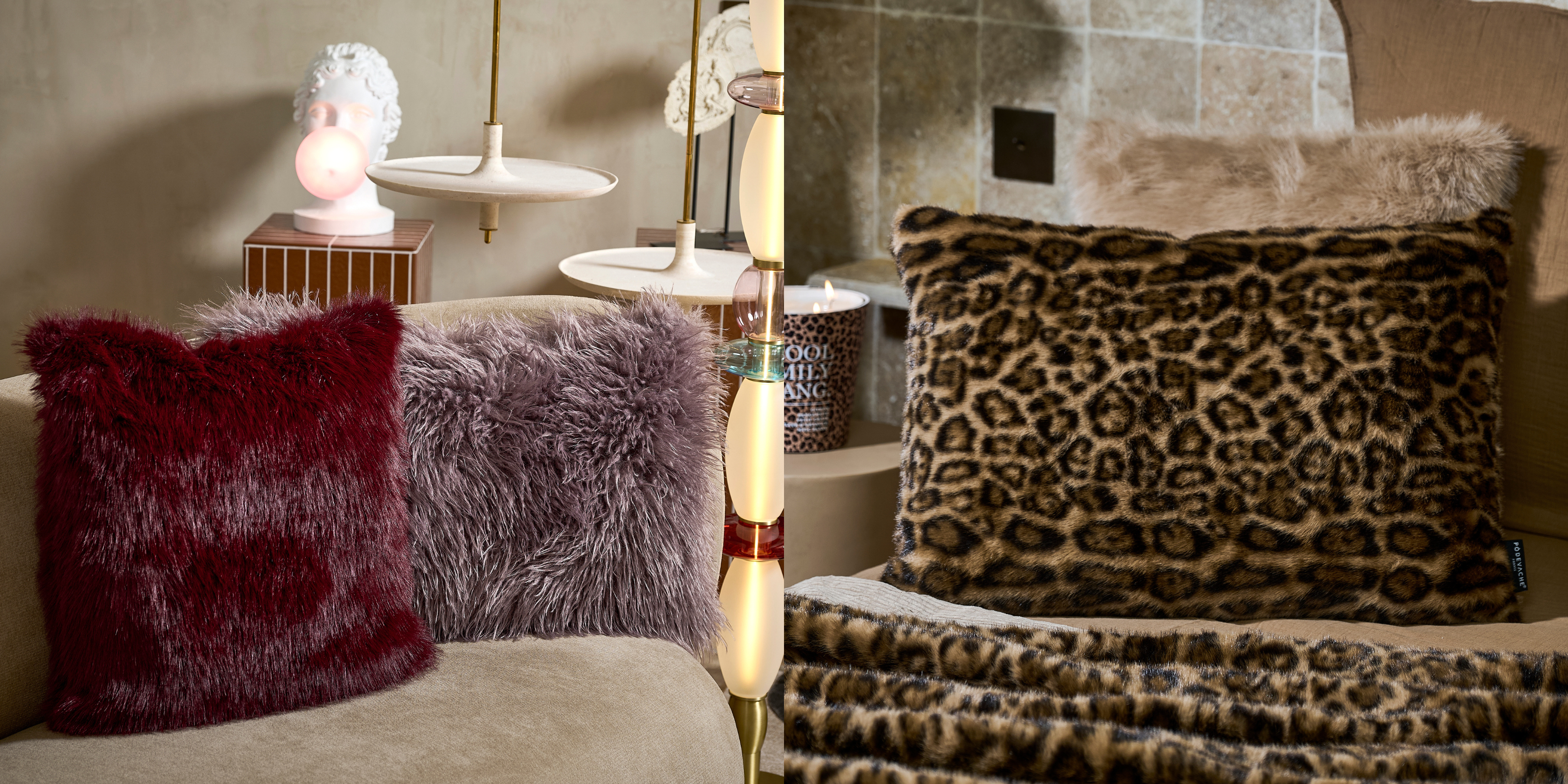 Coussins en fausse fourrure