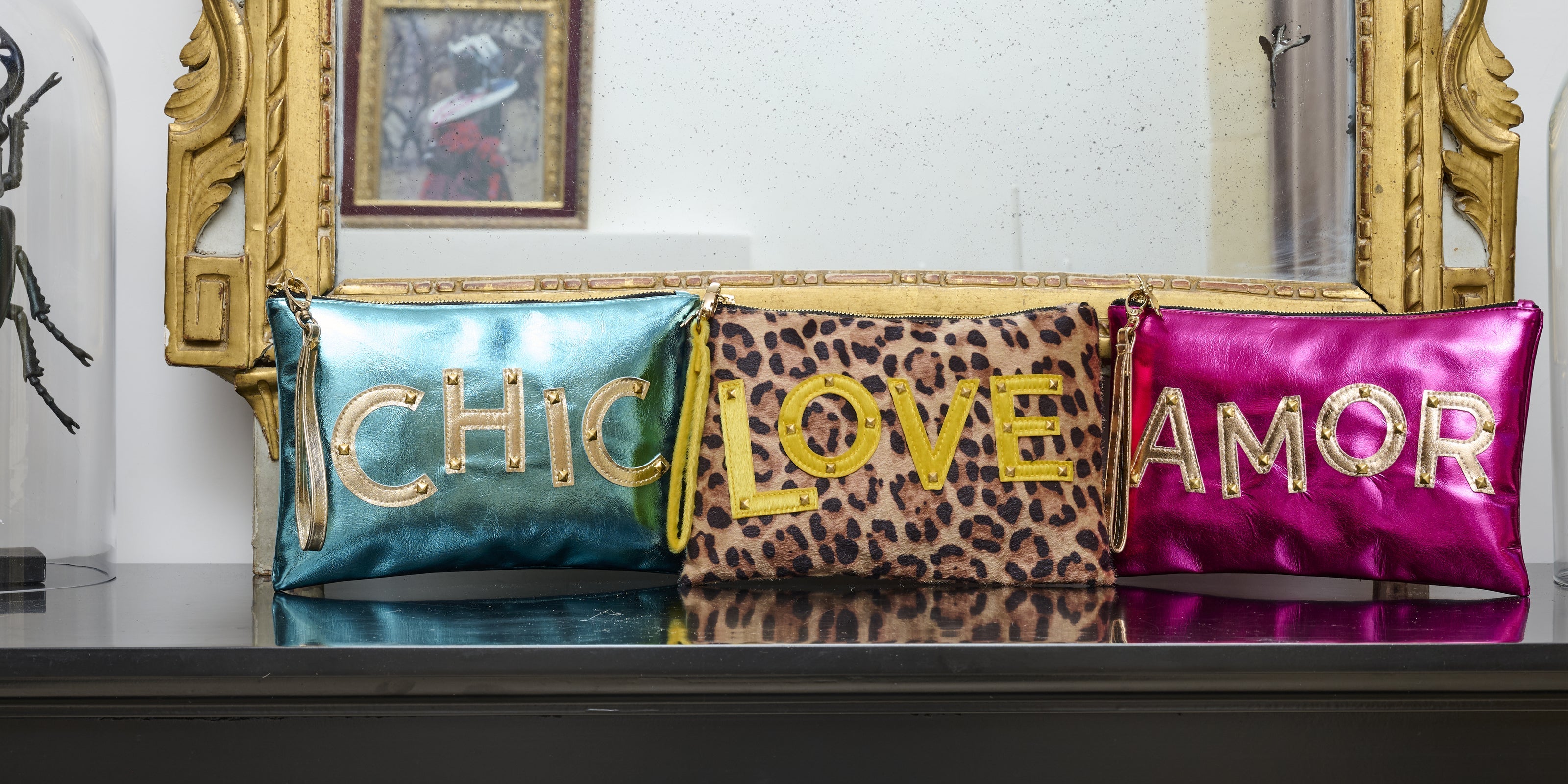 Pochettes simili cuir irisé