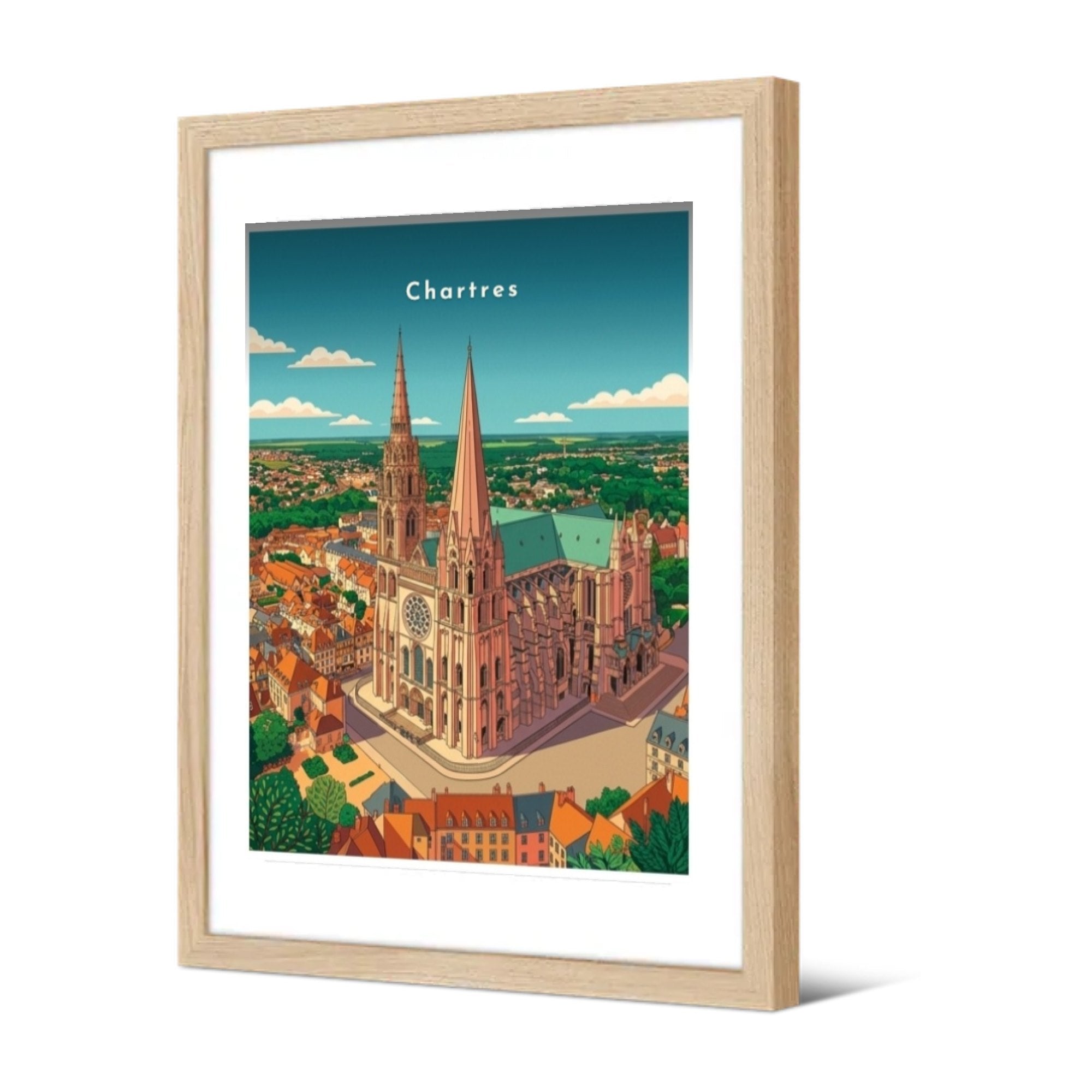 Cathédrale Notre-Dame de trois-quarts — Pôdevache, encadrée, vue de trois quarts