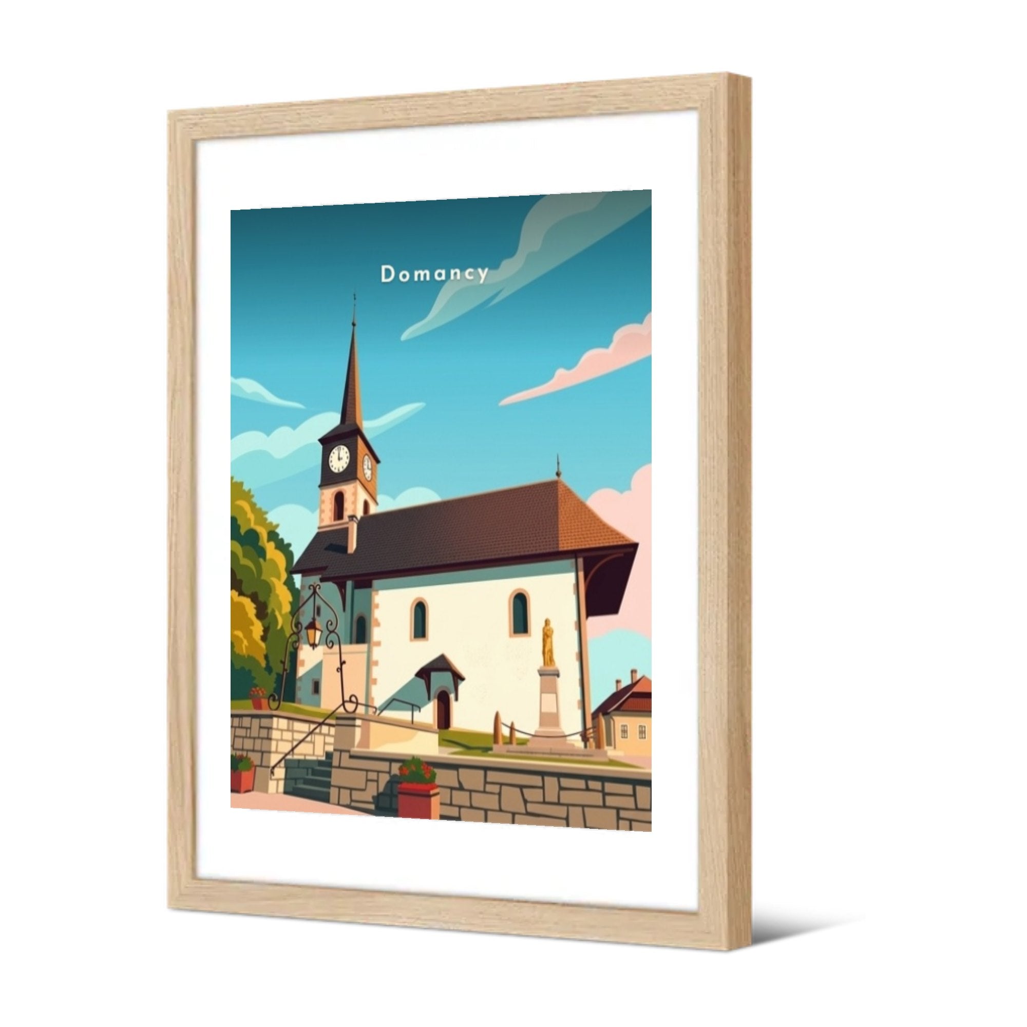 L'église Saint-André — Pôdevache, encadrée, vue de trois quarts