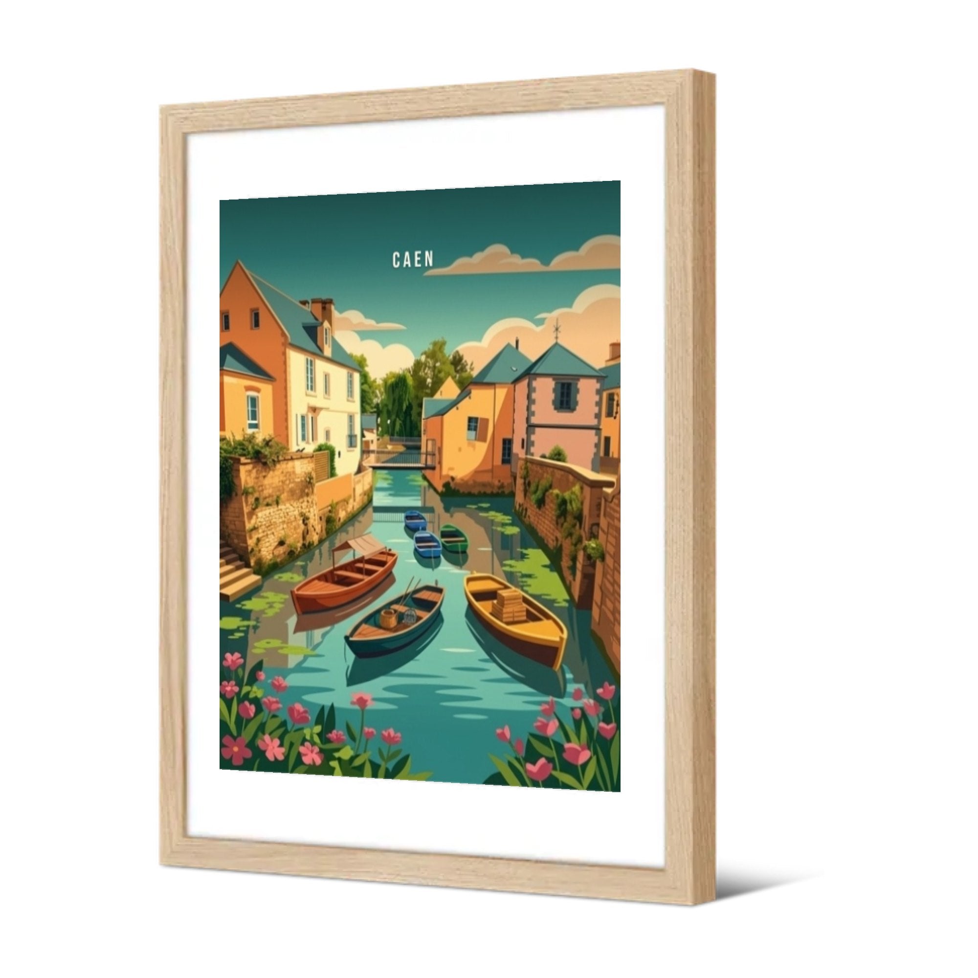 Barques sur le canal — Pôdevache, encadrée, vue de trois quarts