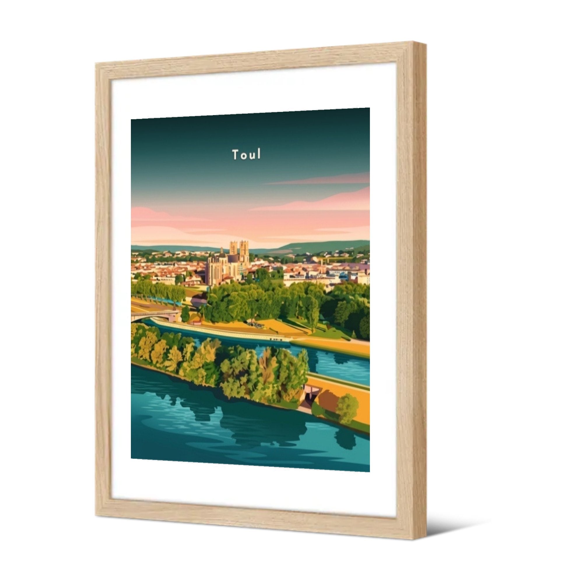 Panorama sur la ville et la Moselle — Pôdevache, encadrée, vue de trois quarts