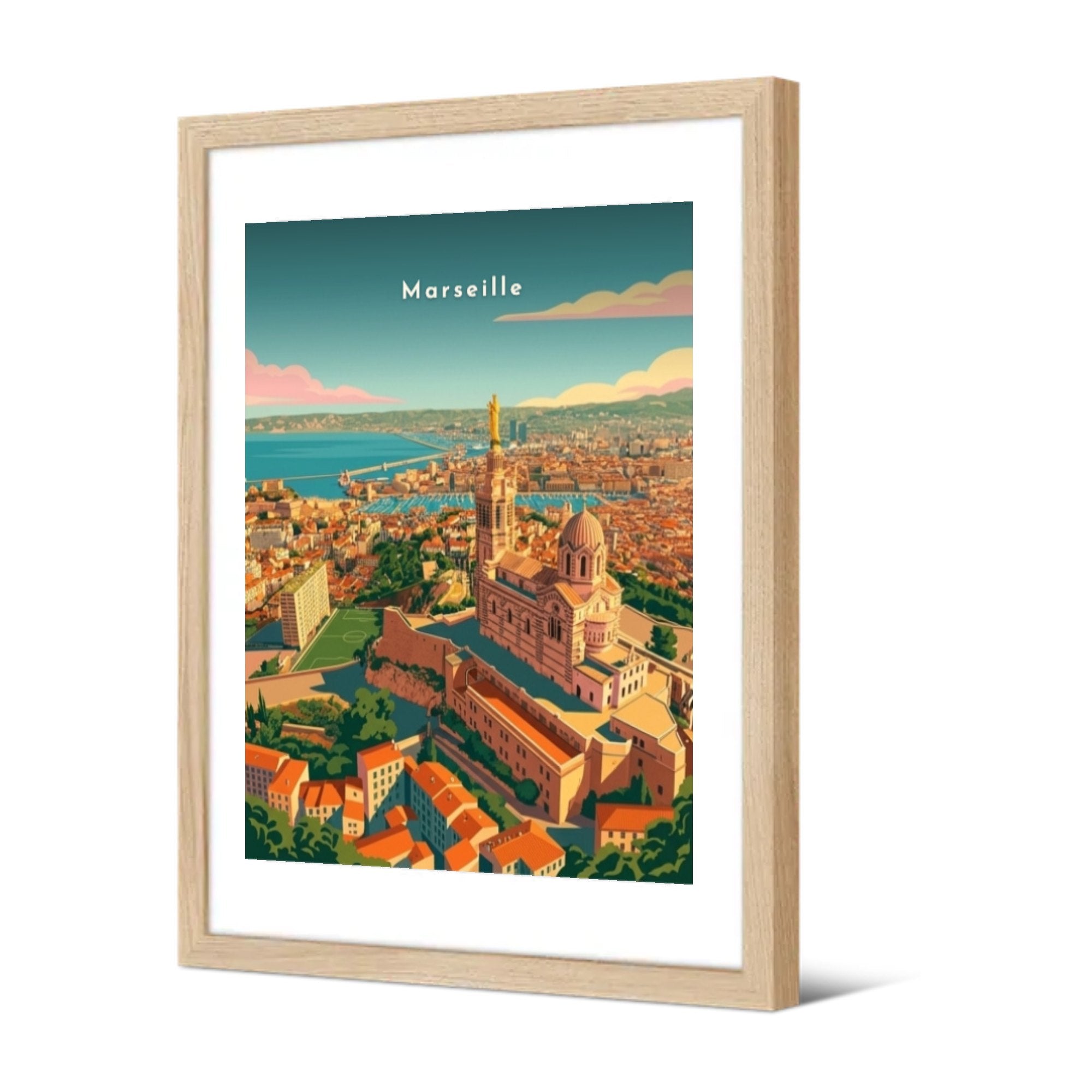 Basilique Notre-Dame de la Garde — Pôdevache, encadrée, vue de trois quarts