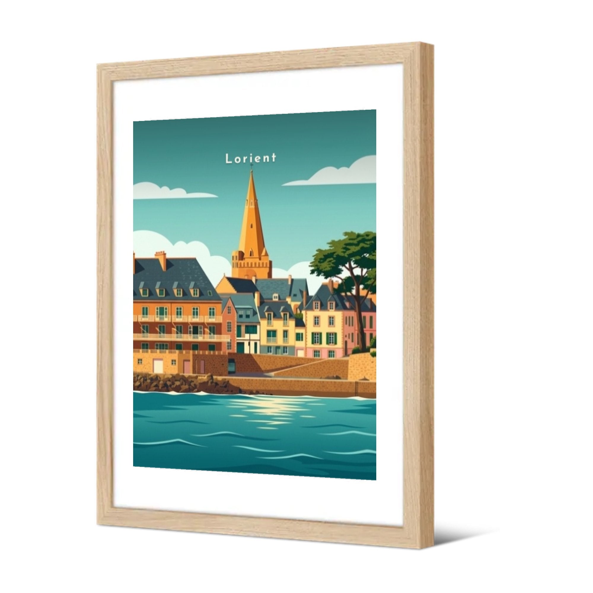 Front de mer et clocher — Pôdevache, encadrée, vue de trois quarts