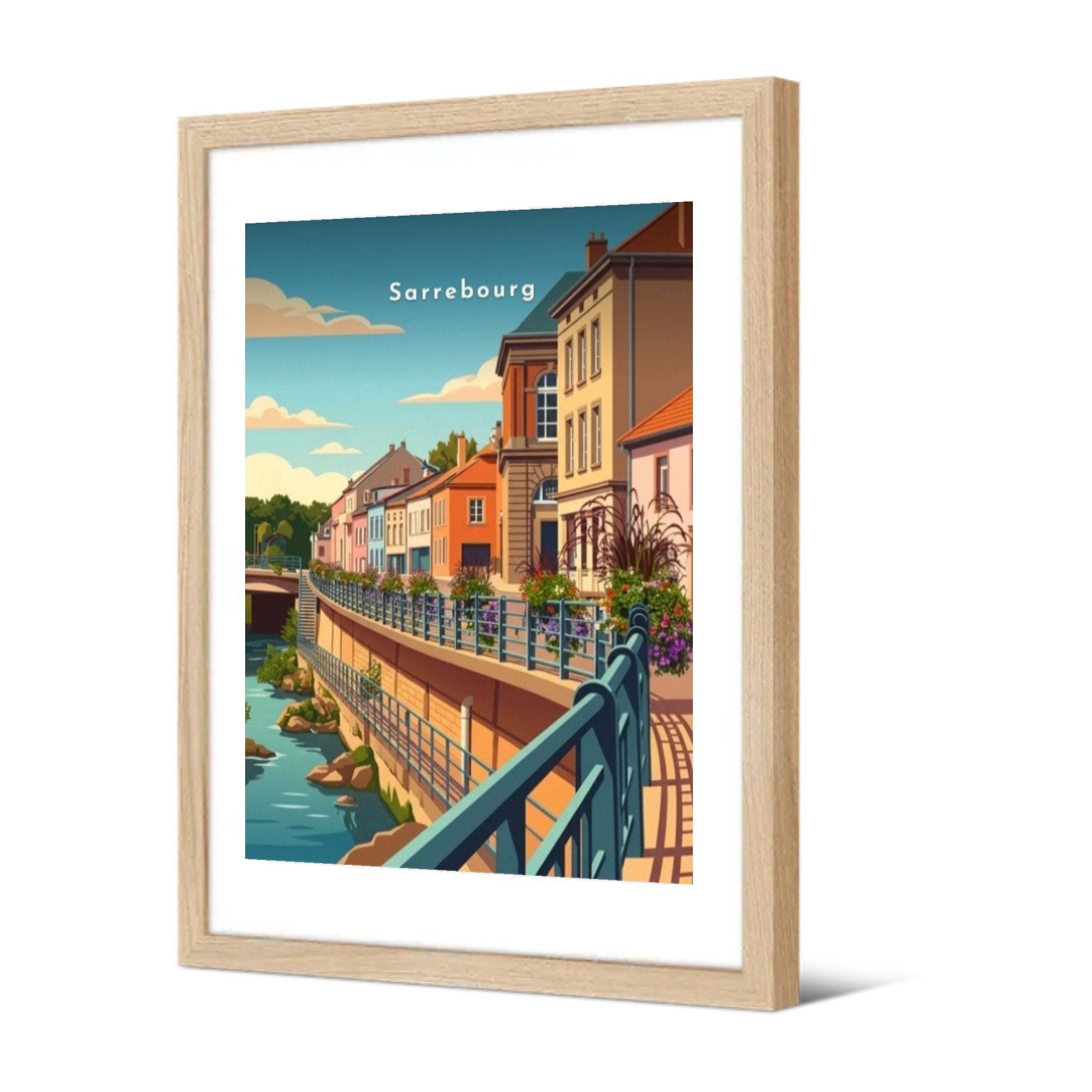 Les berges de la Sarre — Pôdevache, encadrée, vue de trois quarts