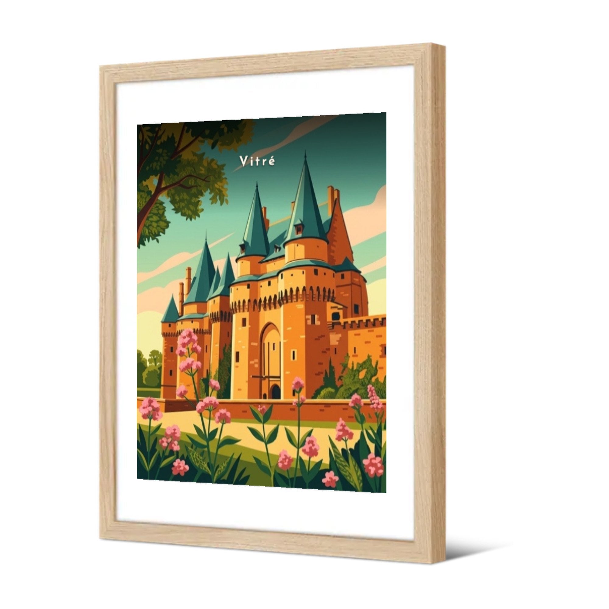Le châtelet d'entrée et parterre fleuri — Pôdevache, encadrée, vue de trois quarts