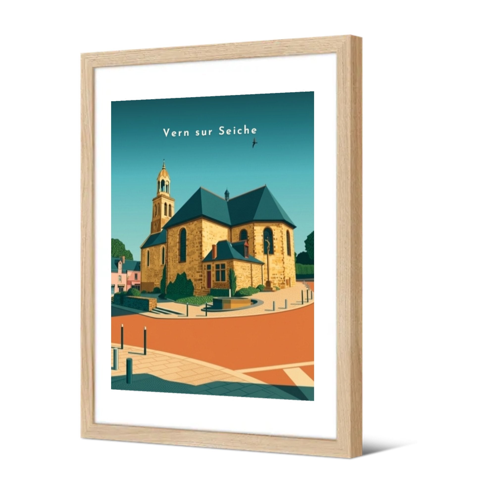 L'église Saint-Martin — Pôdevache, encadrée, vue de trois quarts