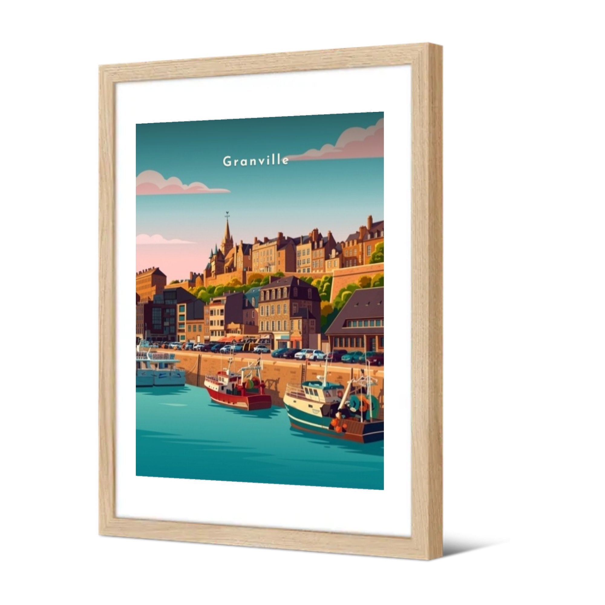 Le port de pêche et la Haute Ville — Pôdevache, encadrée, vue de trois quarts