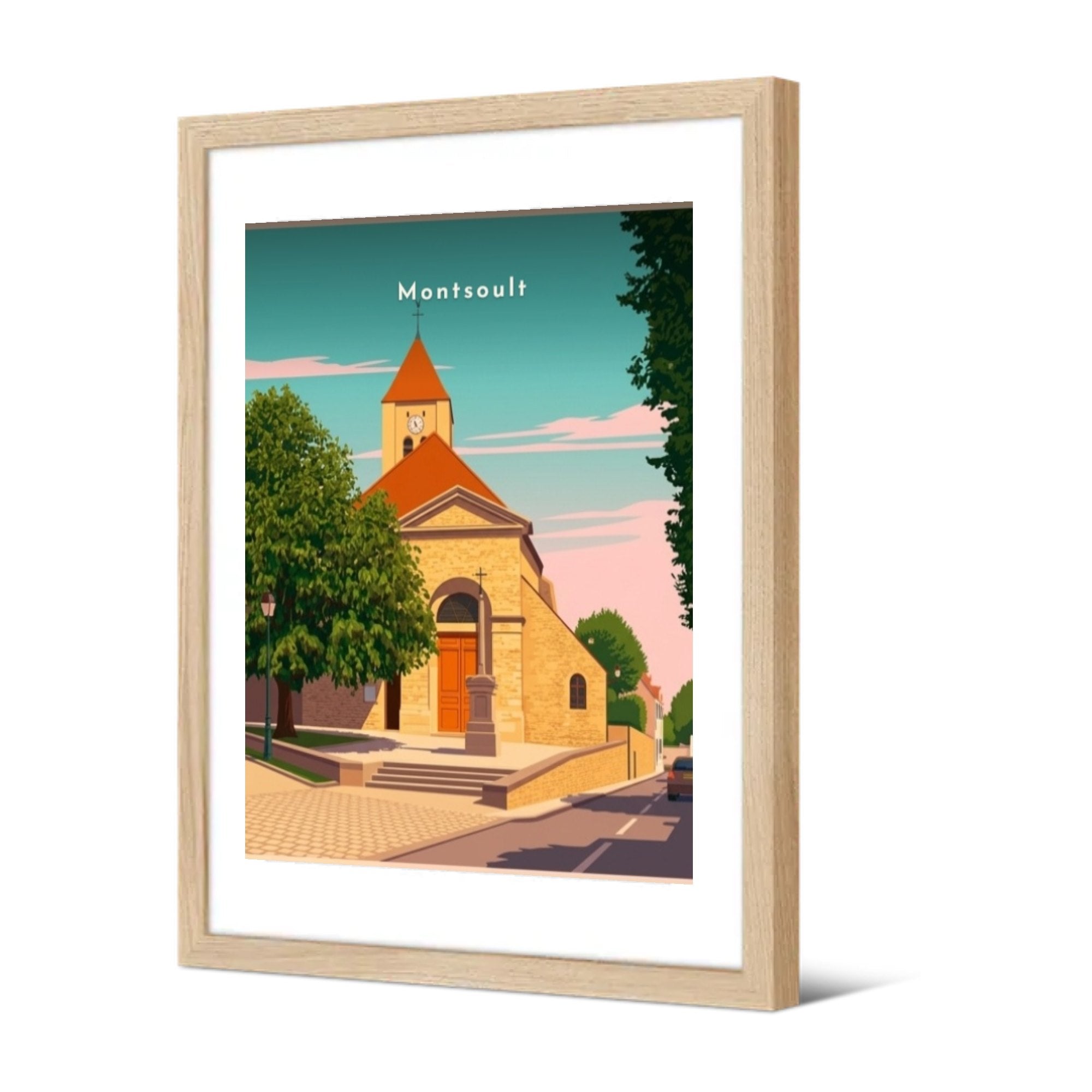 Église Saint-Sulpice — Pôdevache, encadrée, vue de trois quarts