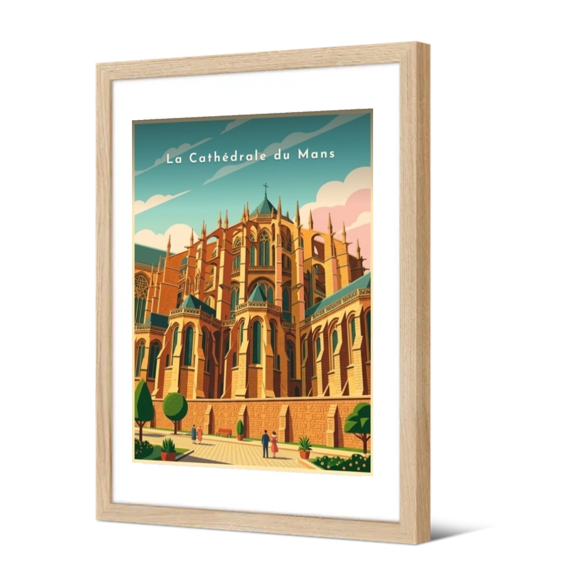 La Cathédrale du Mans — Pôdevache, encadrée, vue de trois quarts