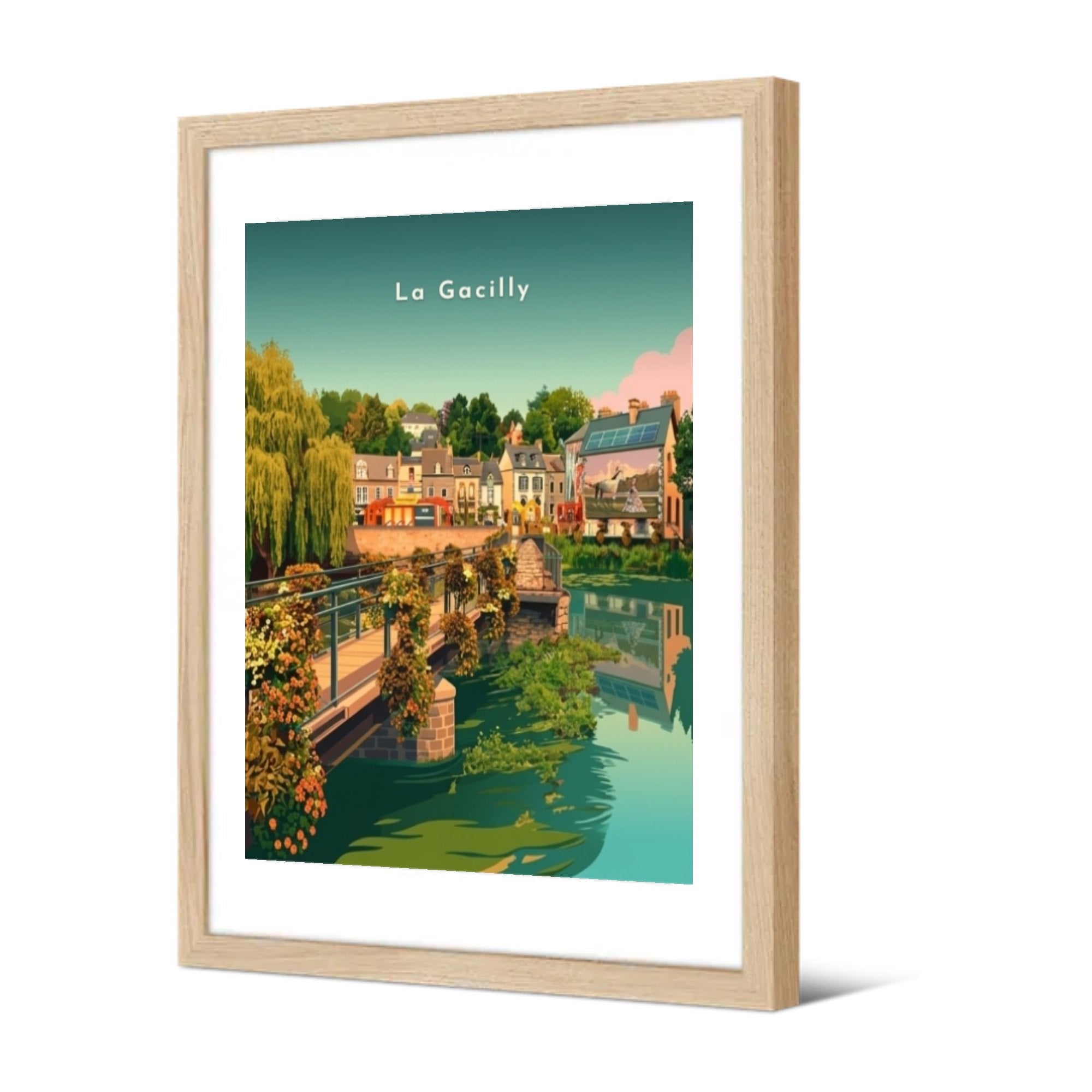 Passerelle sur l'Aff — Pôdevache, encadrée, vue de trois quarts
