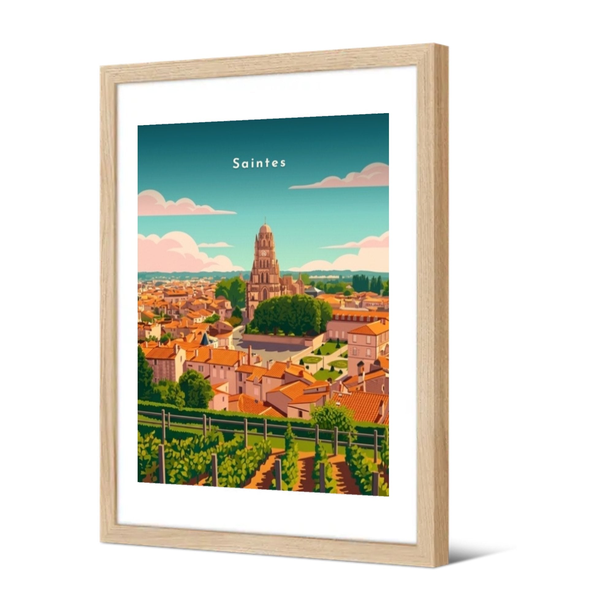 Vue de la ville depuis les vignes — Pôdevache, encadrée, vue de trois quarts