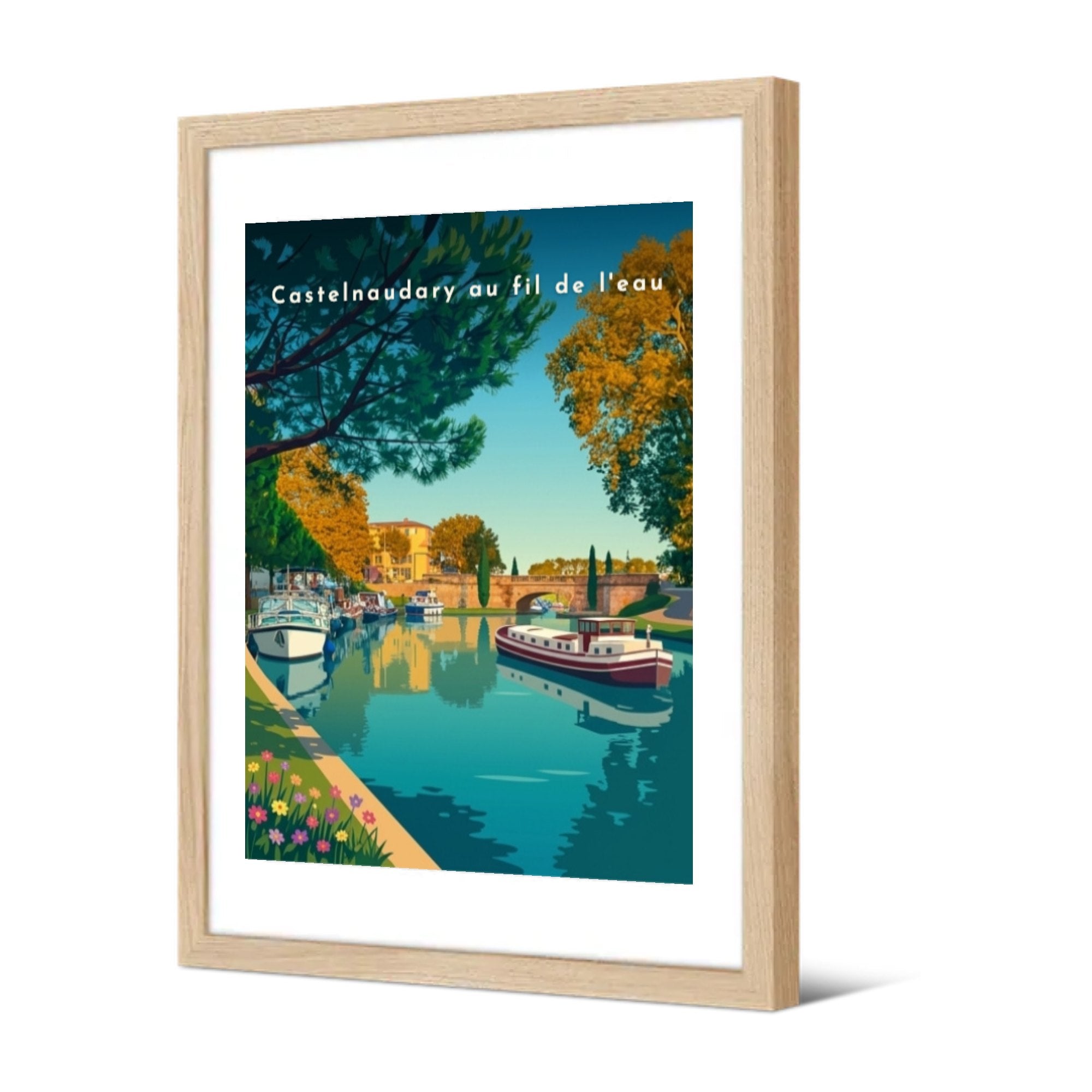 Castelnaudary au fil de l'eau — Pôdevache, encadrée, vue de trois quarts